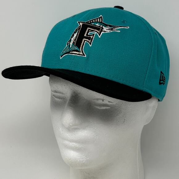 Florida Marlins Hat Baseball Cap New Era 59Fifty Wool Blend Green Fitted 7 1/4 - Picture 9 of 9
